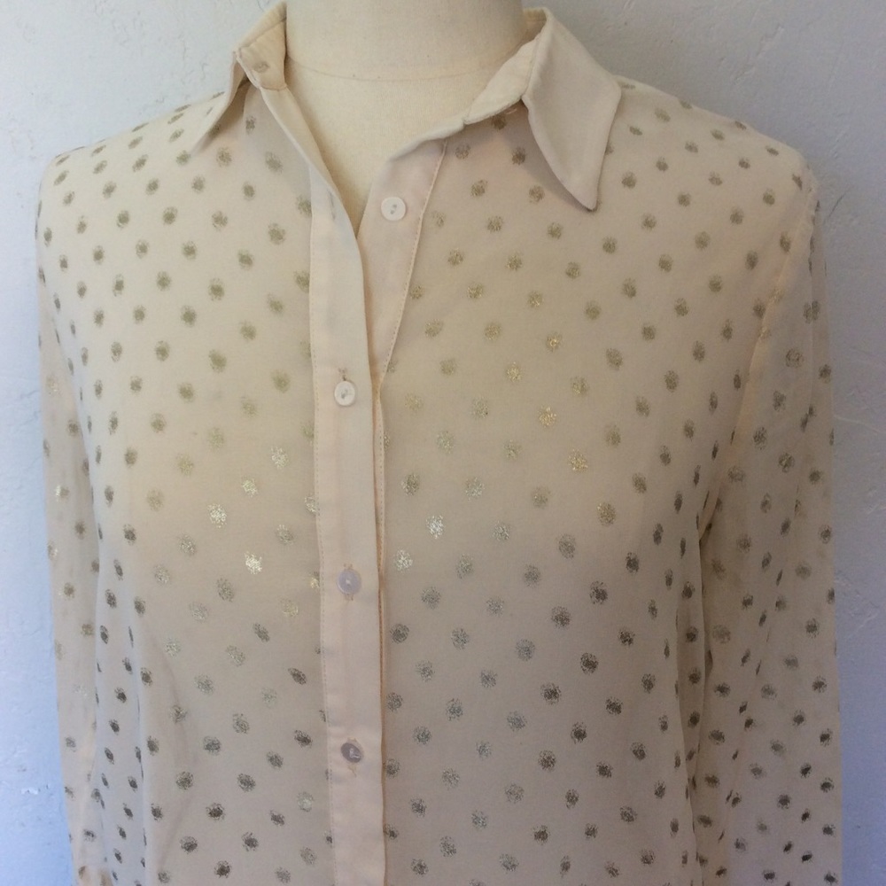 ANGIE Gold dot sheer blouse. Women’s Size S/M
